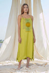 Banana Dress - Yellow Hand Blocked Self Weaved Spaghetti Dress (Copy)